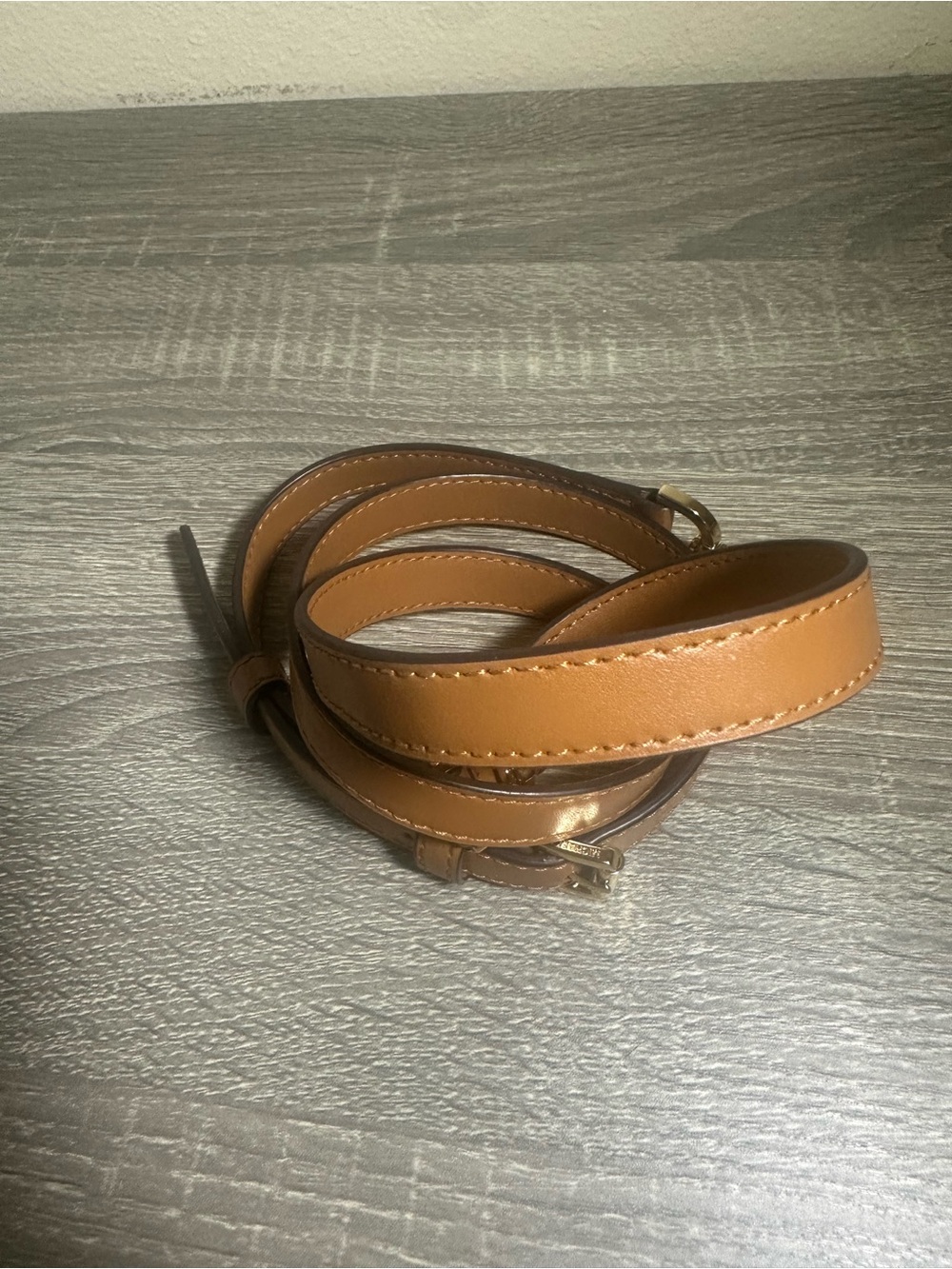 Michael Kors Tan Leather Bag Strap, Gold Hardware, 40-46 Inches